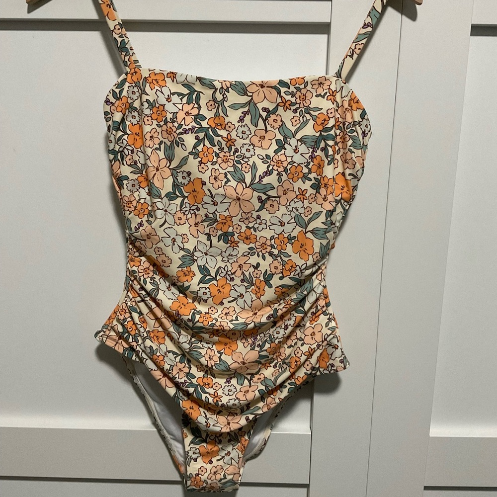 Cupshe Floral One Piece Swimsuit - Orange and Green